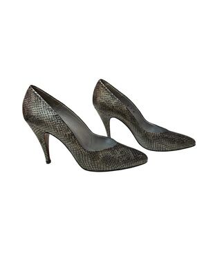 Made in Spain Donatello pointed-toe Metallic Snake-Print Leather Pumps